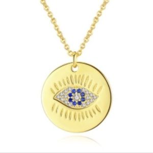 Womens Evil Eye Gold plated Necklace 925 Sterling silver with CZ Jewelry